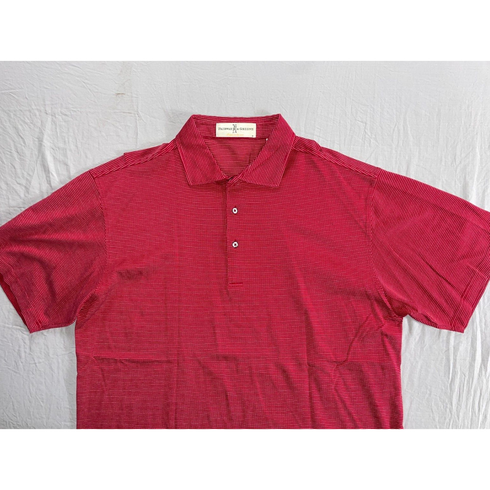 Fairway & Greene F&G Mercerized Cotton Polo Golf Shirt. Red Stripe, Size L. EUC!